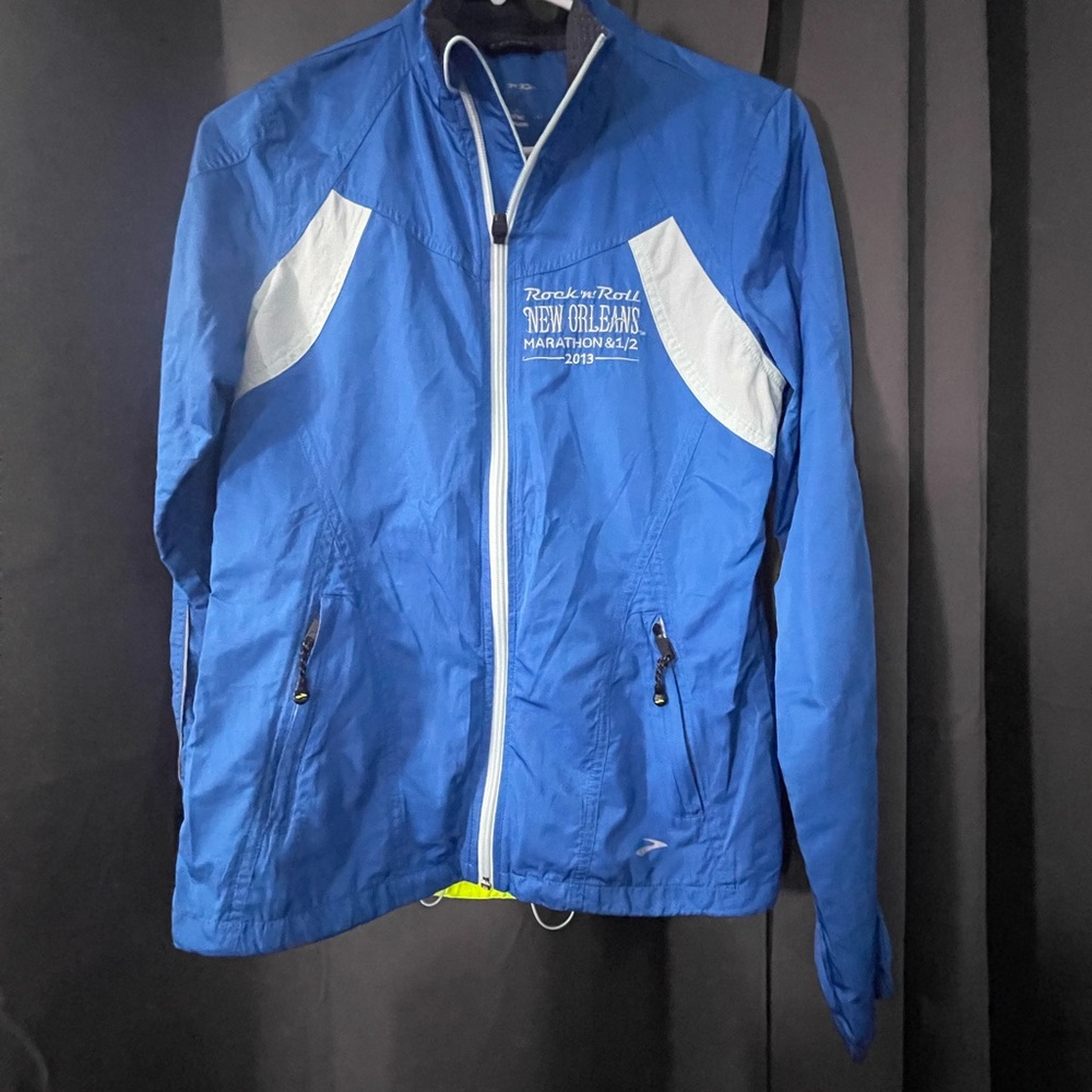 Brooks Blue and White Windbreaker Jacket